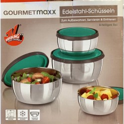 GOURMETMAXX Set van 4 roestvrijstalen schalen