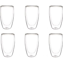 Dubbelwandige theeglazen - 400ml (ook verkrijgbaar in 200ml en 300ml) - koffieglazen - luxe -set van 6 stuks - transparant