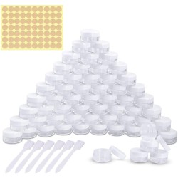 60 stuks potjes crème doos leeg potje mini crème doosjes met schroefsluiting voor nail art lippenbalsem crème, 5g 5ml, wit