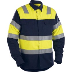 Blåkläder 3228-1515 FR Overhemd High vis Marineblauw/Geel maat L