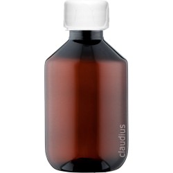 Lege fles 200 ml PET apothekersfles amber - met witte ribbeldop - set van 10 stuks - navulbaar - leeg