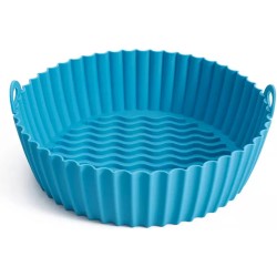 SHOPFINO Airfryer Siliconen Bakje - Airfryer accessoires - Airfryer Bakje - Airfryer Liner - Airfryer Bakpapier - Bakvorm - 21 CM - Herbruikbaar - 100% Silicone - Milieuvriendelijk - Eco Friendly - Blauw