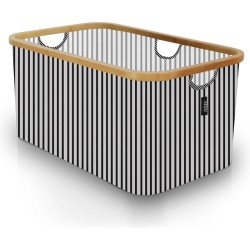 MIRI Opvouwbare Wasmand – Heupwasmand – Gestreept – Wasmanden – Opbergmand – Wasbox – 45L – Bamboe – Laundry Basket