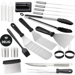 BBQ Gereedschapset - Opbergtas - BBQ Accessoires - BBQ Tang - BBQ Set - BBQ Borstel - BBQ Gereedschap - Roestvrij Staal - vaderdag