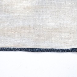 100 % gewassen linnen tafelkleed - naturel met blauwe rand - Bliek Tof Tafelen - 140x350 cm