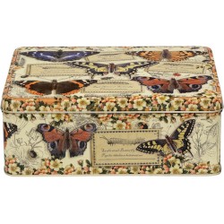 Bewaarblik Vintage Butterflies - Vlinders - Nostalgie - Blik - Rechthoek - 20 x 15 x 8 cm