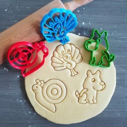 Koekjesvorm | 3-delige set | Dieren | Pauw - Slak - Herdershond | Cookie cutter | Uitsteekvorm | Bakvorm | 8cm