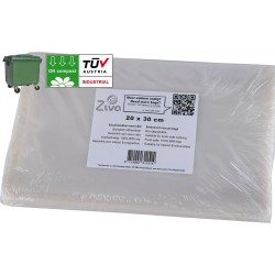 Ziva bio vacuümzakken reliëf 20x30cm | Geschikt voor sous vide en vriezer | Composteerbaar | Gecertificeerd | GFT-Aval | Milieuvriendelijk