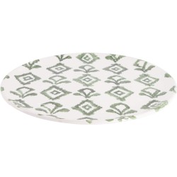 Enza Fasano  - Dinerbord ruitpatroon wit groen gladde rand 28,5cm - Dinerborden