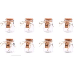 Set van 8 mini-glazen potten (100 ml) met kurkdeksels - Smith's Mason Jars | 7x5cm