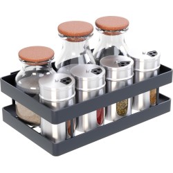 Noswo Kruidenrek Ophangbaar - Kruidenrek Voor Kruidenpotjes - Keukenrek Hangend - 20 cm - Zwart