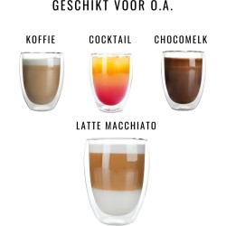 Latte Macchiato Glazen - Dubbelwandige Koffieglazen - Theeglazen - Cappuccino Glazen- 2 Stuks - 300ML