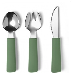 Bestek - Set - Siliconen - Met RVS-sage green - 13/14 cm