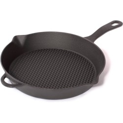 Gietijzeren ronde grillpan mat zwart, 28cm - Sürel