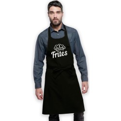 Keukenschort Chef Frites - Heren Dames - Horecakwaliteit - One size - Verstelbaar - Wasbaar - Cadeau BBQ Feest - Zwart