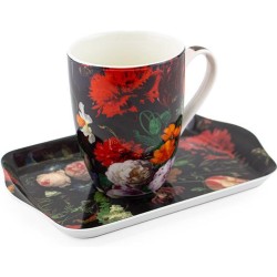 Kado set: mok en dienblaadje, De Heem, Bloemstilleven
