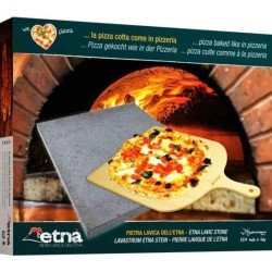 ETNA Pizza set - Grote pizzasteen & GRATIS pizzaschep - 30 cm x 38 cm  -  Echt Italiaanse pizzasteen - Broodbaksteen - BBQ pizzasteen - Gemaakt van Lavasteen uit de Etna - non-stick -  Eppicotispai