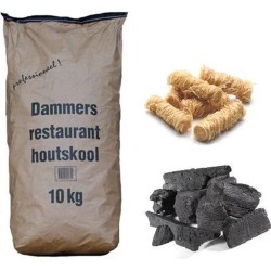 Combideal! Dammers Restaurant Houtskool 10KG + Pitmaster aanmaakwokkels 1KG (+/- 75 stuks)