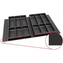 Culinorm Bestekbak - Besteklade - incl. antislipmat met 2 Carbon Black cassette - 100 cm breed x 47 cm diep