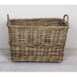 Houtmand-Met wielen-Rechthoek-Riet-rotan-L65xBr41xH43 cm