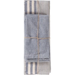 Linen & More  Set 4 Placemats en 4 Servetten  Katoen  Indigo Blauw