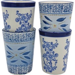 Lavandoux - Mokken - Ceramic - Old World/Floral Lace Blue - 300 ml - set van 4