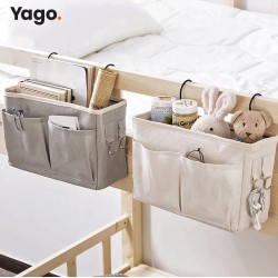 Yago Hangende canvas organizer | Lichtgrijs | Opbergen | Hangend | Zweedse Stijl | Hangende opberger | Stevig | Creatief | Opbergtas | 4 vakken | Tijdschriften opberger | Structureren