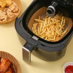 Airfryer Bakpapier- Airfryer Bakpapier 20cm- Eco Friendly- Airfryer Bakpapier rond- Non Stick- Bakpapier- Airfryer Accessoire- Hete Lucht friteuse Bakjes- Airfryer Bakpapier 50 Stuks- Geschikt voor Phillips, Princess en Alle Andere Airfryers
