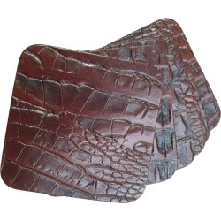 Onderzetters croco - vierkant - Mahonie/donker-cognac - 6 stuks - Lindian style