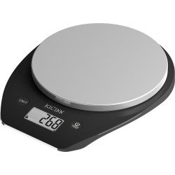 Kicinn Keukenweegschaal - Precisie Weegschaal - Digitale Keuken Weegschaal - 1gr tot 5kg - Tarra Functie - Inclusief Batterijen - RVS/Zwart
