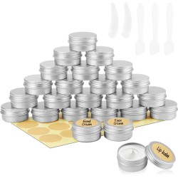 24 Stuk aluminium potten, lege cosmetische 20ml Sample container Leeg blik van helder smeltkroes,voor lotion, room, mini kaarsen, cosmetica (zilverachtig)