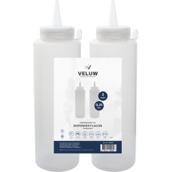 Veluw Doseerfles Knijpfles Transparant - 350ml - Ø5,5x(H)20,5cm ( Set van 2 ) - Garneerfles - Sausfles - Beslagspuit - Doseerspuit