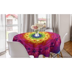 Mandala rond tafelkleed, regenboog-hippie, cirkel tafelkleed, afdekking voor eetkamer, keuken, decoratie, 150 cm, roze rood