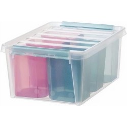 Orthex Opbergbox 14 liter met 6 gekleurde inzetbakjes - Blauw - Sorteervakken, Stapelbaar