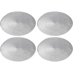 12x stuks ronde placemats zilver polypropeen 38 cm - Placemats/onderleggers - Tafeldecoratie