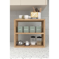 SNS Home - Grenenhouten 3-Tier Kruidenrek - 3-Tier Aanrechtblad -Kruidenhouder 3-Tier - Kruidenrek - Kruidenopberger - Kruidenopslag - Pijnboom - 43,5x20x40 cm.