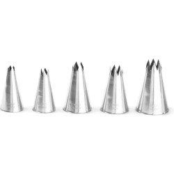 5x Hendi spuitmondjes - RVS gekarteld - Set van 5 maten (6mm, 8mm, 10mm, 12mm, 14mm)