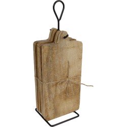 Van Manen Onderbord/snijplank/serveerplank  Met Standaard 35x12x10cm Hout Naturel 5-delig