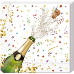 Servetten - Sparkling - Champagnefles - 33x33cm - 20st.