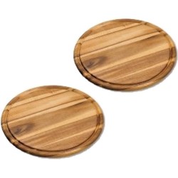 4x stuks houten broodplanken/serveerplanken rond met sapgroef 30 cm - Snijplanken/serveerplanken van hout