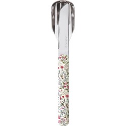 Akinod Campingbestek Bloemen 18 X 3,3 Cm Rvs Zilver/wit 3-delig