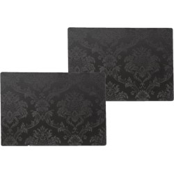 12x stuks stevige luxe Tafel placemats Amatista zwart 30 x 43 cm - Met anti slip laag en Pu coating toplaag