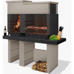 Sarom Fuoco - Betonnen barbecue - San Pedro - Houtskool en hout - 160 x 51.5 x 172,2 cm