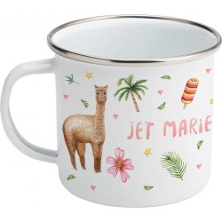 Emaille mok met naam - Cheetah alpaca flamingo / papegaai - Gepersonaliseerde drinkbeker - kraamcadeau - Dieren in aquarel - Geschilderd door Mies