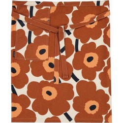 Marimekko 'half schort' of sloof Pieni Unikko kastanje en koraal