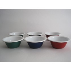 Emaille pastaschalen - Ø 18 cm - rood/blauw/groen - set van 6