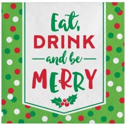 Servetten kerst be merry (25x25cm, 16st)