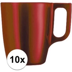 10x Rode koffie bekers/mokken 250 ml