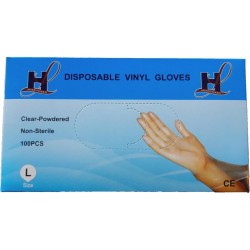 Handschoenen Vinyl Gepoederd Transparant Wegwerp - Large - 100 stuks/doos