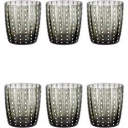 Livellara CARNIVAL Set van 6 Glazen. Stijlvol Design. Hoge Kwaliteit Glas in de Kleur Grijs.